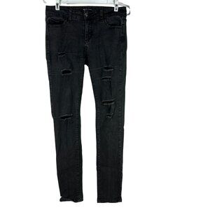 Wax Jean Los Angeles Womens Distressed Black Skinny Jeans Size 7 Cotton Blend